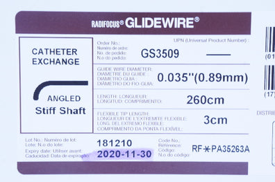 Terumo PA35263A Glidewire Cath. Exchange 0.035 inch x 260cm x 3cm (x) - Box of 5